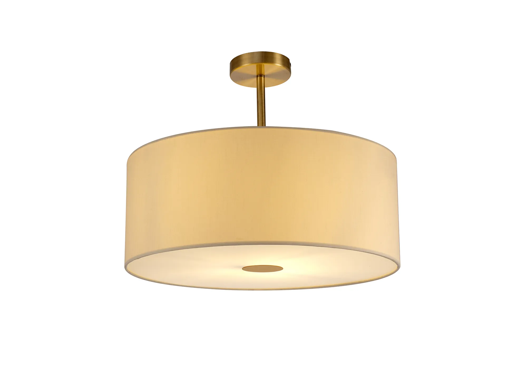 Baymont 50cm Semi Flush 1 Light Antique Brass, Ivory Pearl, Frosted Diffuser